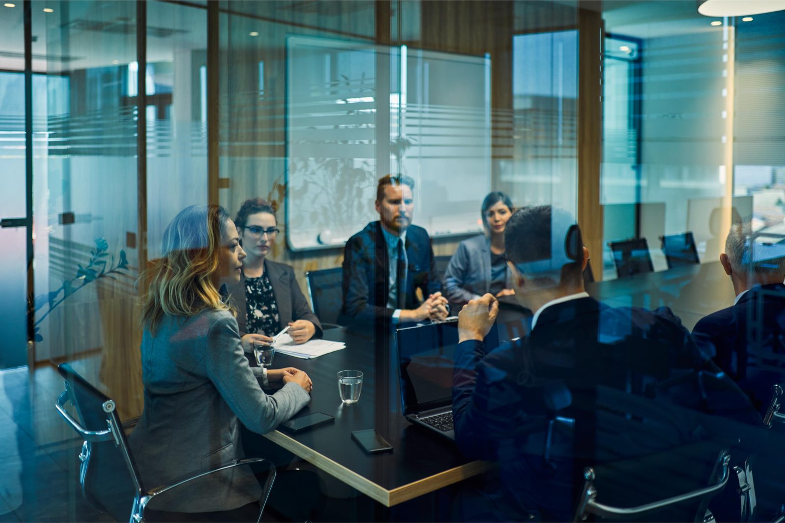 Business meeting in a modern conference room