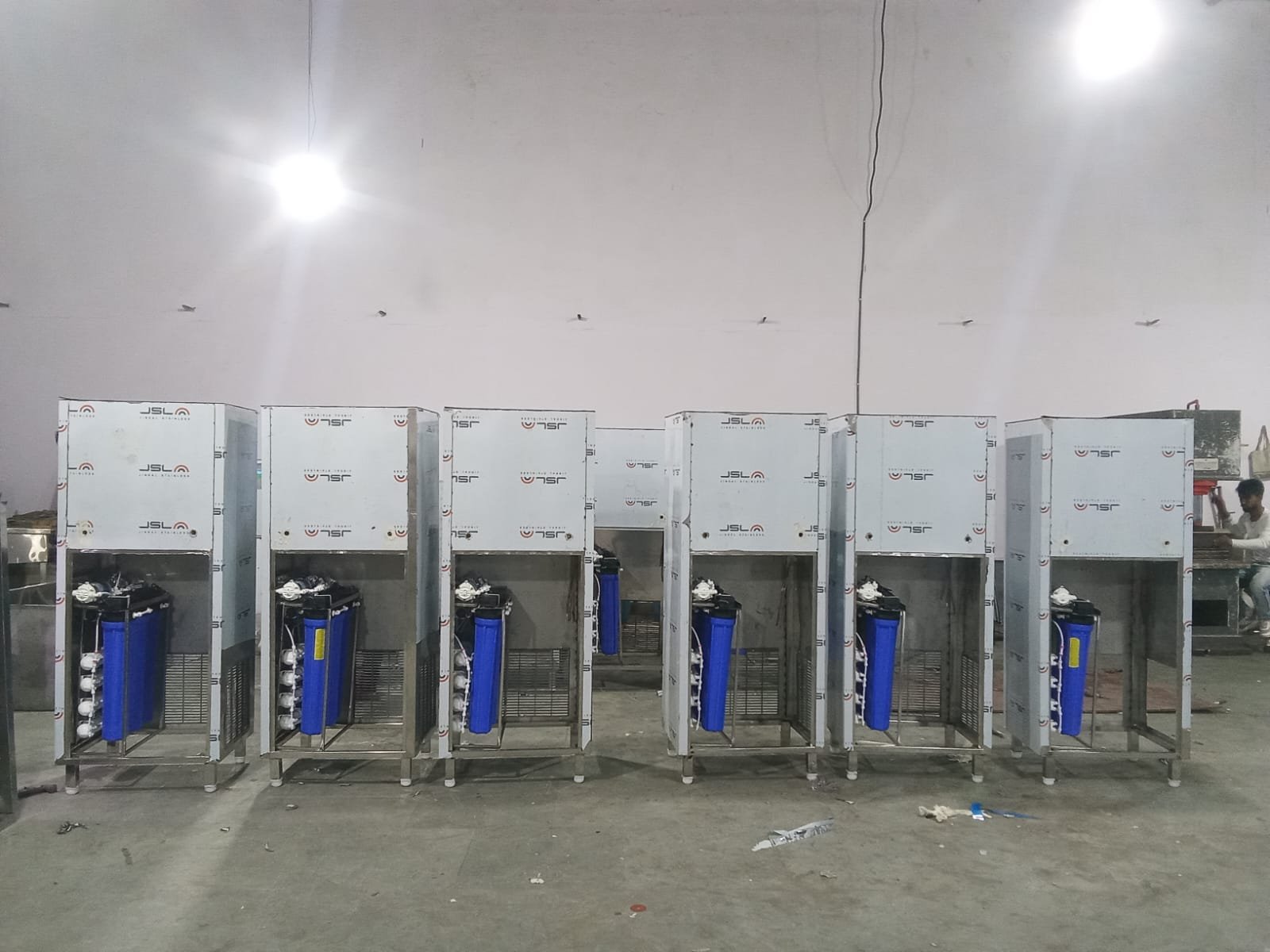 80 litre stainless steel water coolers in production
