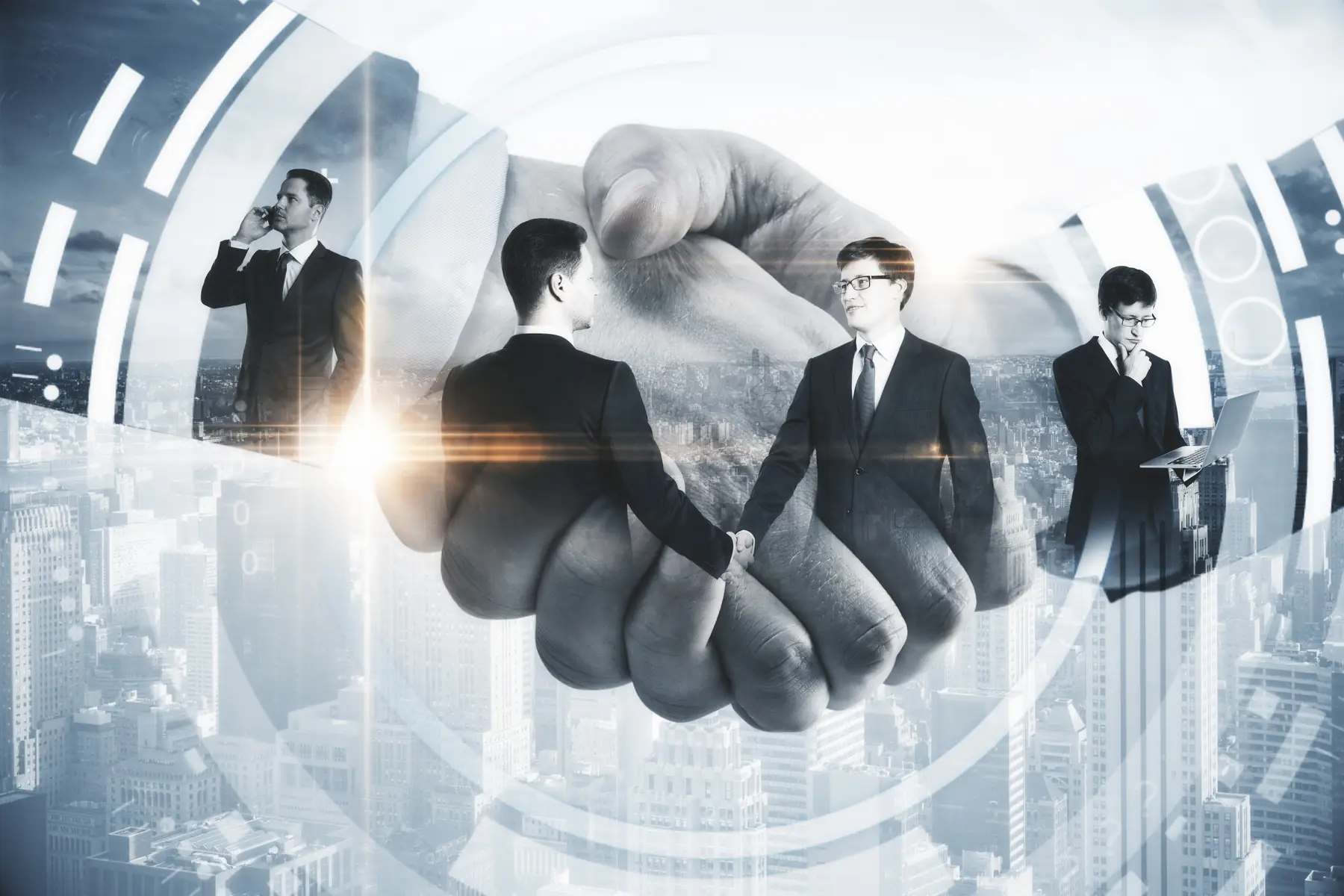 Global trade professionals across digital city network